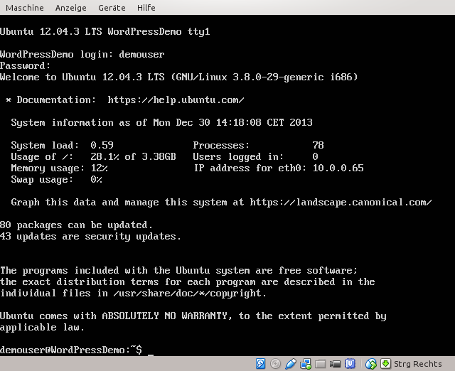 Erstes Login