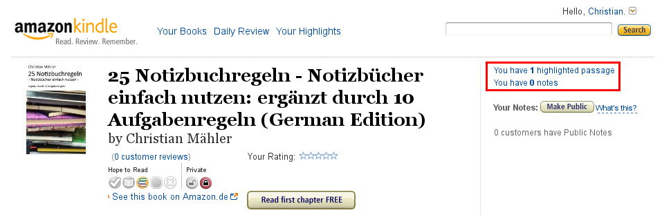 Kindle-Clippings auswählen
